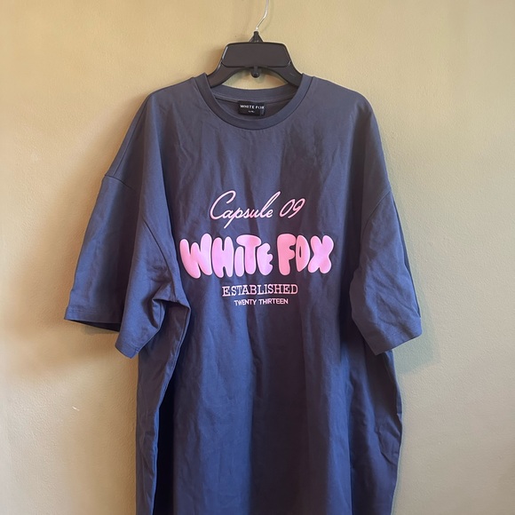 NWT White Fox Capsule 9 Volcanic oversized Tee gray pink L/XL - Picture 2 of 6